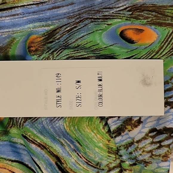 LA MODA BEACH Fairycore Peacock Assymetric Handkerchief Sharkbite Blouse Medium - Picture 7 of 9